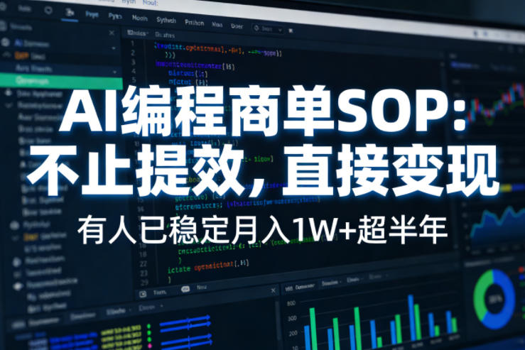 AI编程商单SOP，AI编程不能只给工作提效，还要直接变现，有人已经稳定月入1W+半年了-速聚网