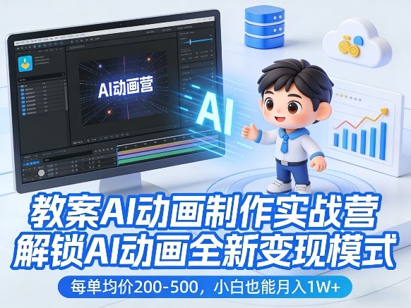 教案AI动画制作实战营,解锁AI动画全新变现模式,每单均价200-500,小白也能月入1W+-速聚网