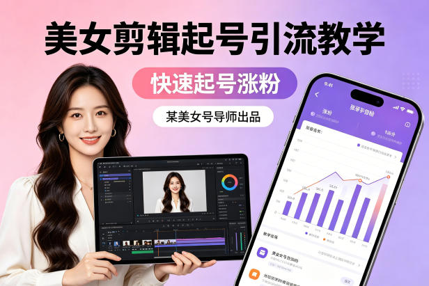 某美女号导师出品：美女剪辑起号引流教学，快速起号涨粉-速聚网