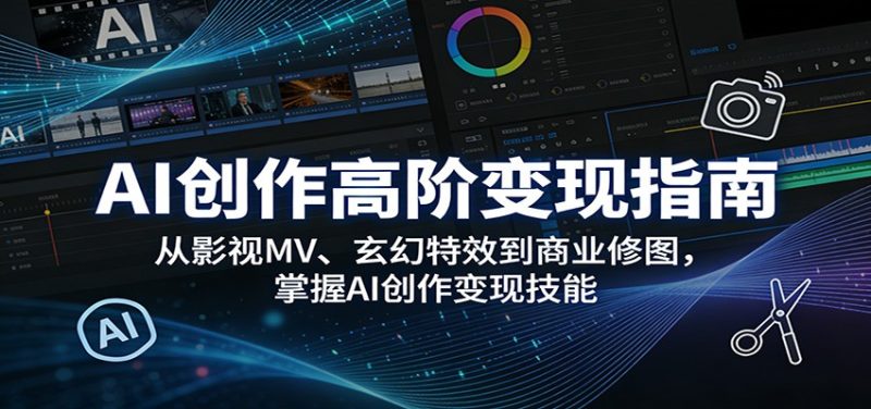 AI创作高阶变现指南：从影视MV、玄幻特效到商业修图，掌握AI创作变现技能-速聚网