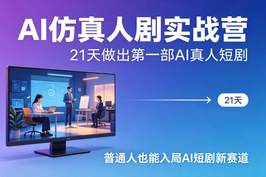 图片[1]-AI仿真人剧实战营，21天做出第一部AI真人短剧，普通人也能入局AI短剧新赛道-速聚网